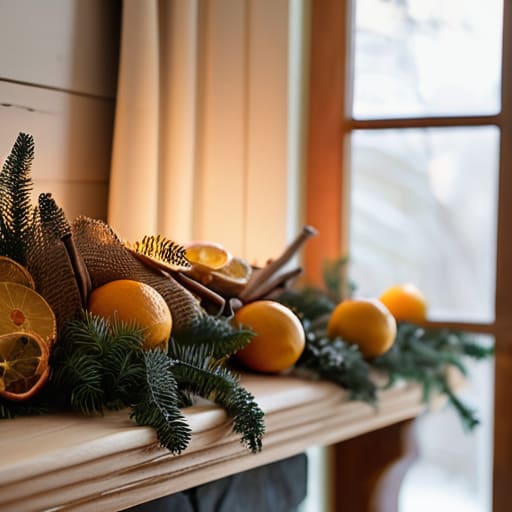Organic Dried Citrus Garlands hanging on twine.