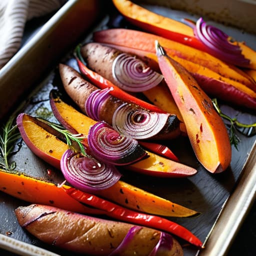 One-Pan Roasted Staples with sausage and vegetables.
