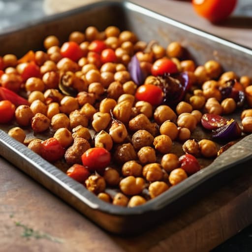 The One-Pan Chickpea Wonder on baking sheet.